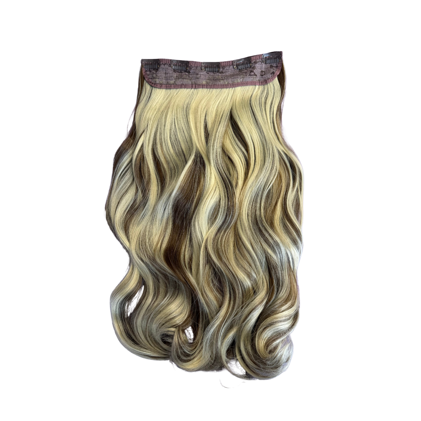 Extensiones de Cabello Vegano con clip de 24" Matizado Rubio castaño