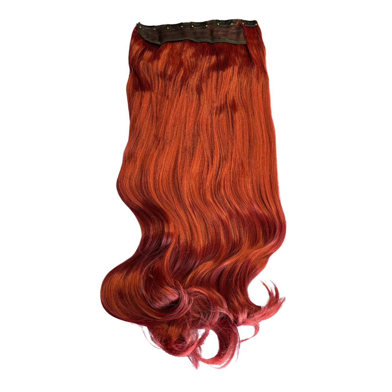 Extensiones de Cabello Vegano con clip de 24" Rojo Brillante