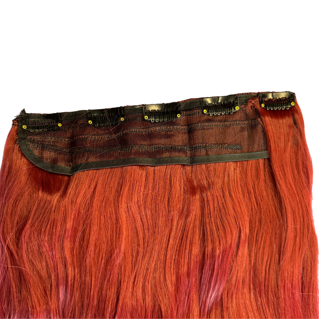 Extensiones de Cabello Vegano con clip de 24" Rojo Brillante