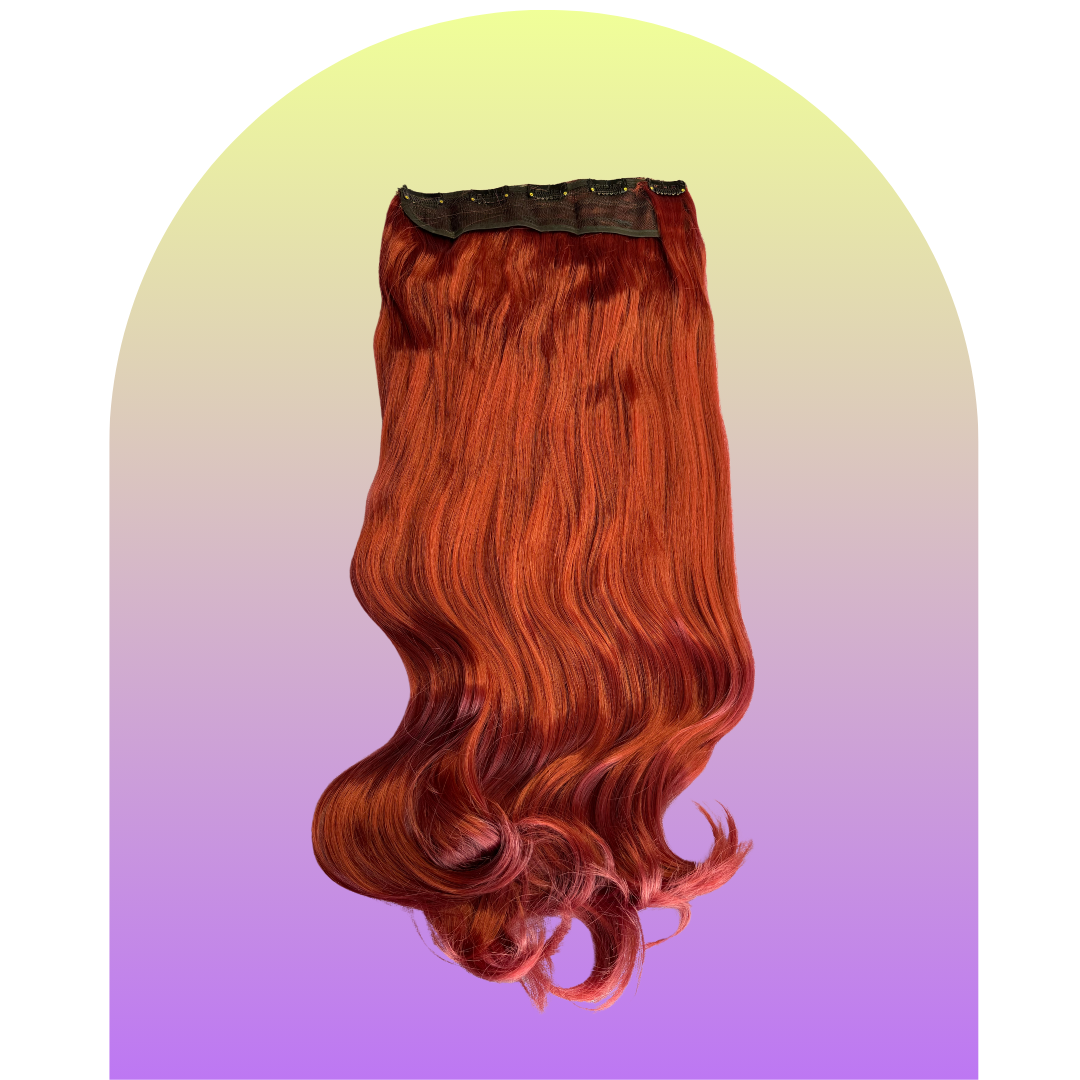 Extensiones de Cabello Vegano con clip de 24" Rojo Brillante
