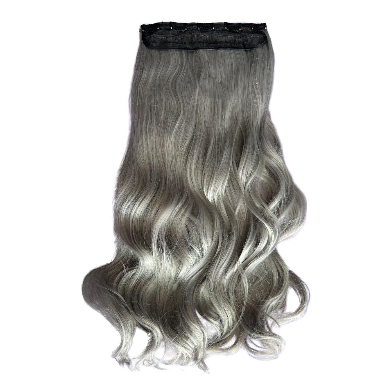 Extensiones de Cabello Vegano con clip de 24" Gris Plateado