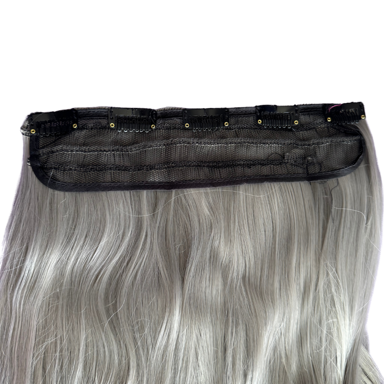 Extensiones de Cabello Vegano con clip de 24" Gris Plateado