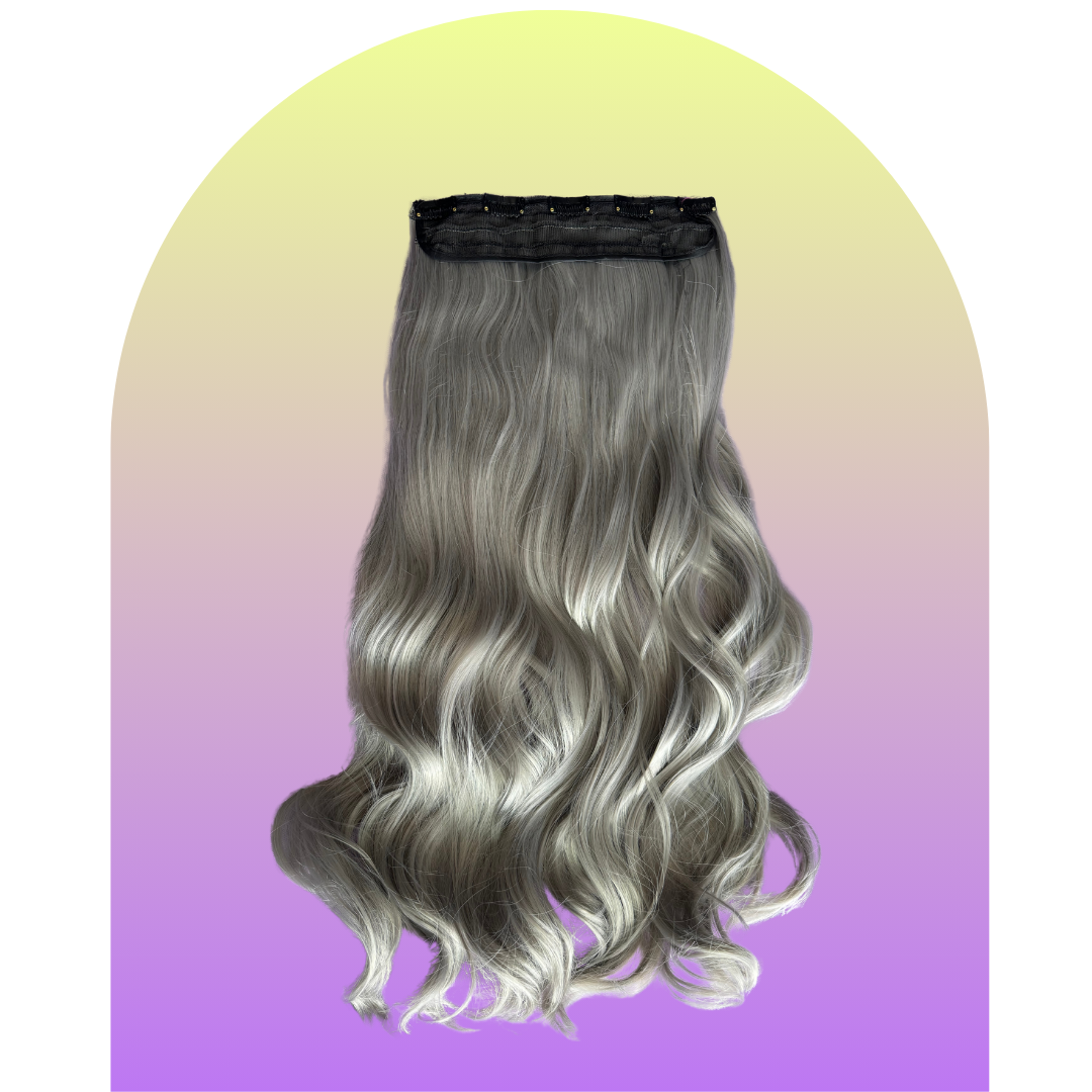 Extensiones de Cabello Vegano con clip de 24" Gris Plateado