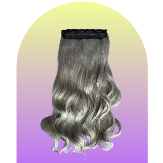 Extensiones de Cabello Vegano con clip de 24" Gris Plateado