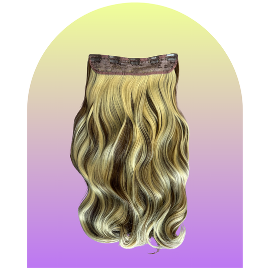 Extensiones de Cabello Vegano con clip de 24" Matizado Rubio castaño