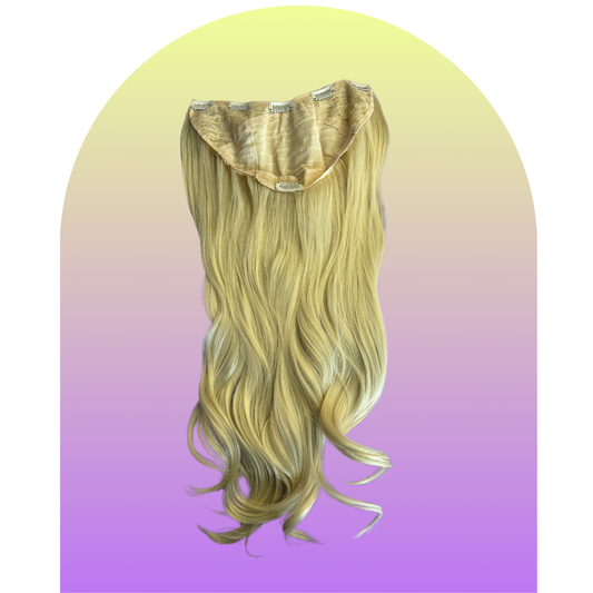 Extensiones de Cabello Vegano con malla clip tipo comfty  de 26" Rubio Dorado Extra Claro